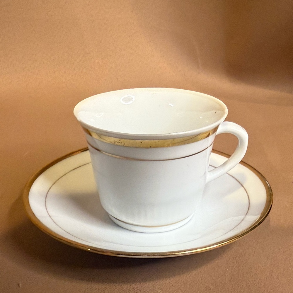 Demitasse Cup & Saucer Gold Trim - Espresso Cup - Small Cup - Picture 1 of 6